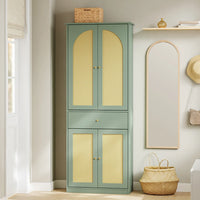 Armoire à chaussures étroite en rotin avec 4 portes Alcovea