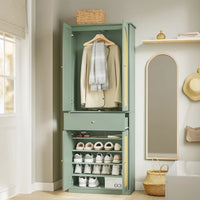 Armoire à chaussures étroite en rotin avec 4 portes Alcovea
