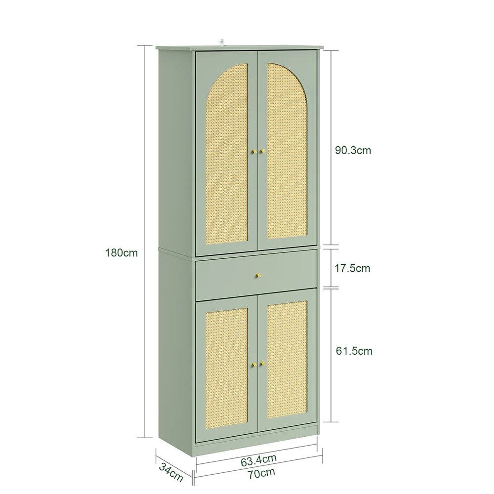 Armoire à chaussures étroite en rotin avec 4 portes Alcovea