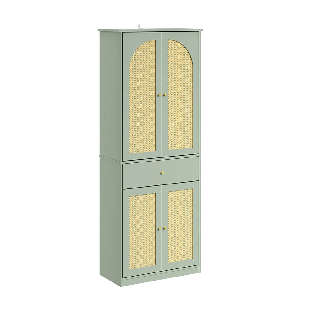 Armoire à chaussures étroite en rotin avec 4 portes Alcovea