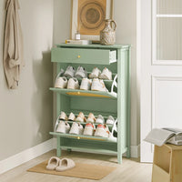 Armoire à chaussures étroite en rotin avec tiroirs Alcovea