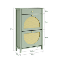 Armoire à chaussures étroite en rotin avec tiroirs Alcovea