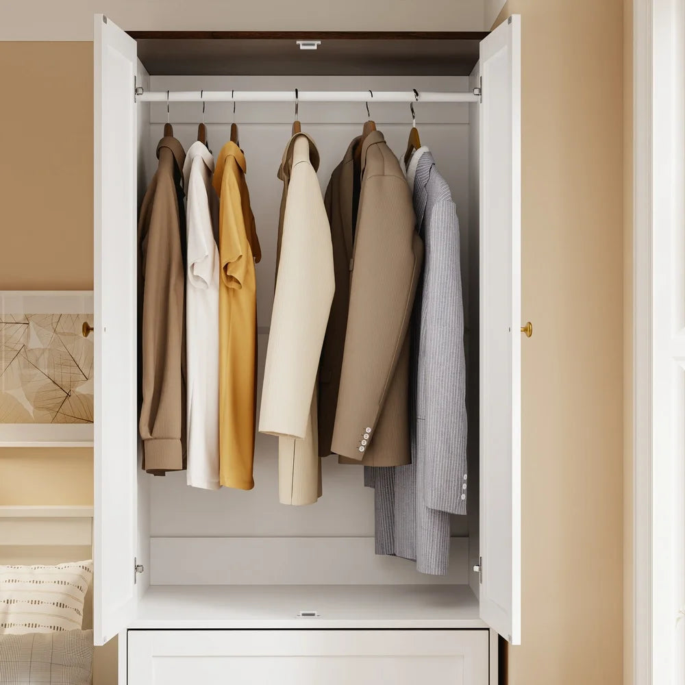 Armoire enfant étroite avec portes et 3 tiroirs Alcovea