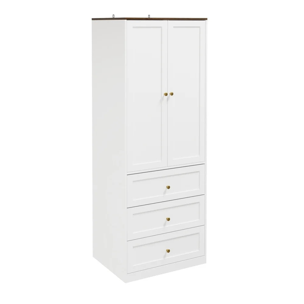 Armoire enfant étroite avec portes et 3 tiroirs Alcovea