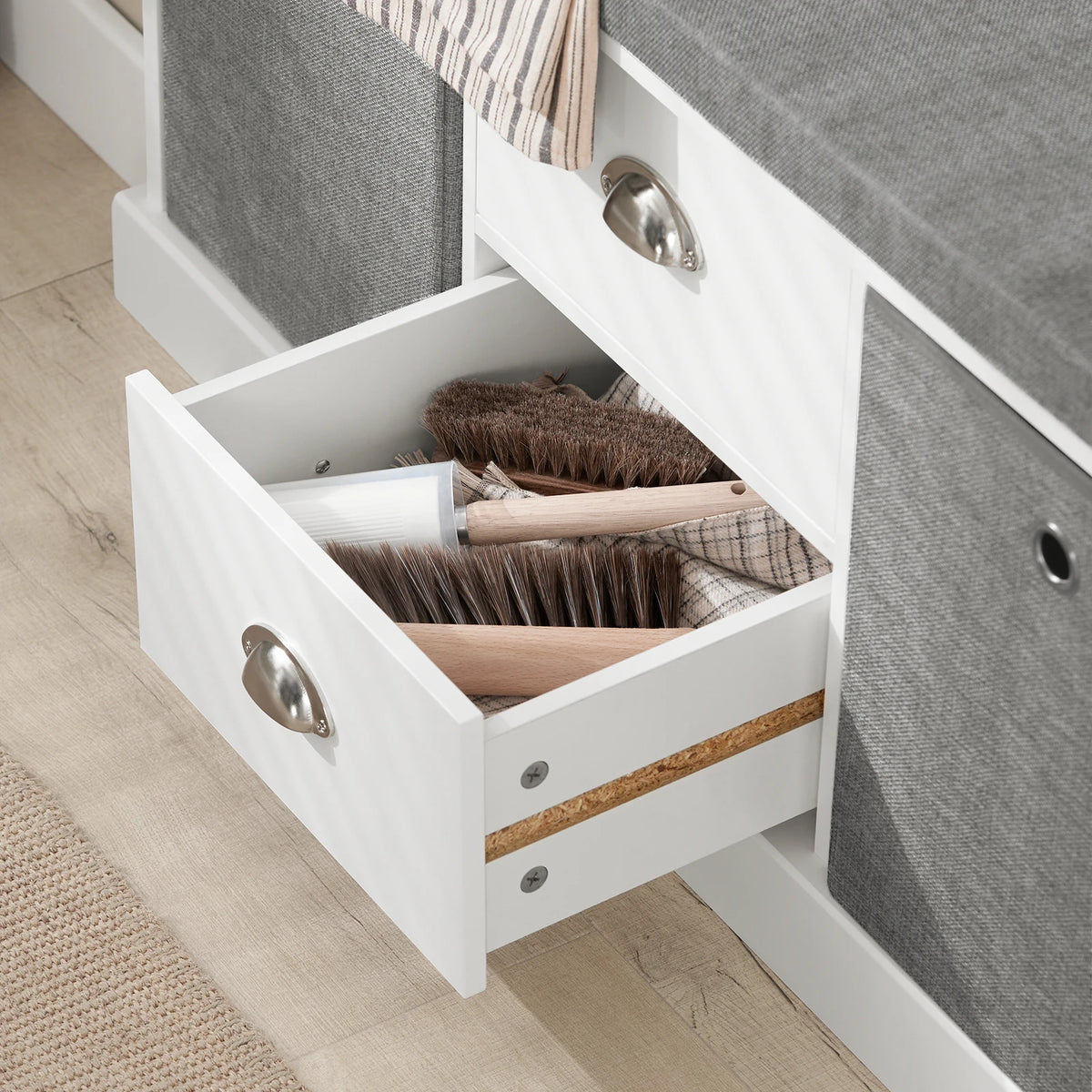 Banc à chaussures avec 2 tiroirs et 2 paniers Alcovea