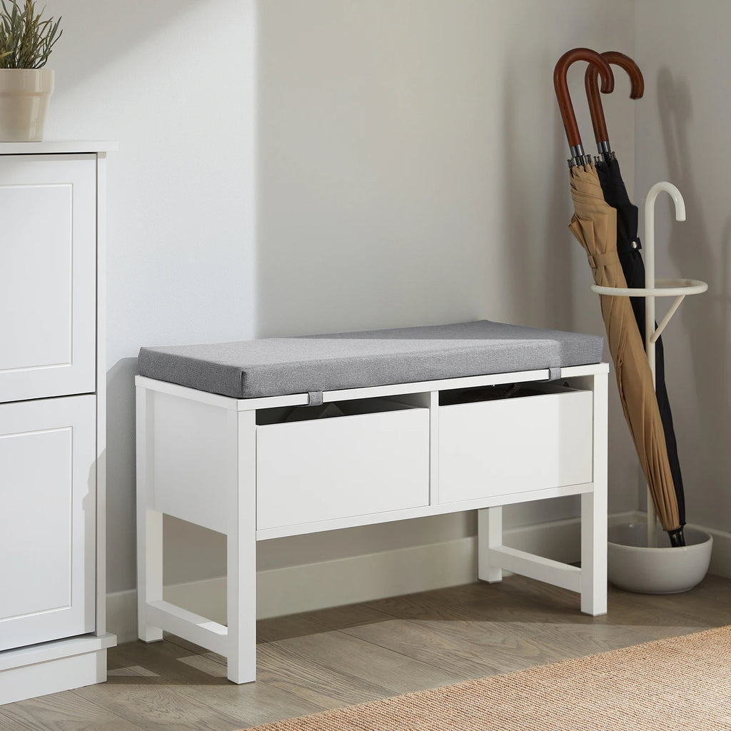 Banc à chaussures avec 2 tiroirs et assise Alcovea