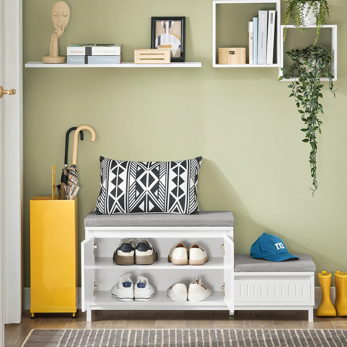Banc à chaussures avec assise 100x42x35cm Alcovea