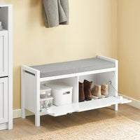 Banc à chaussures avec assise blanc 91x50x30cm Alcovea