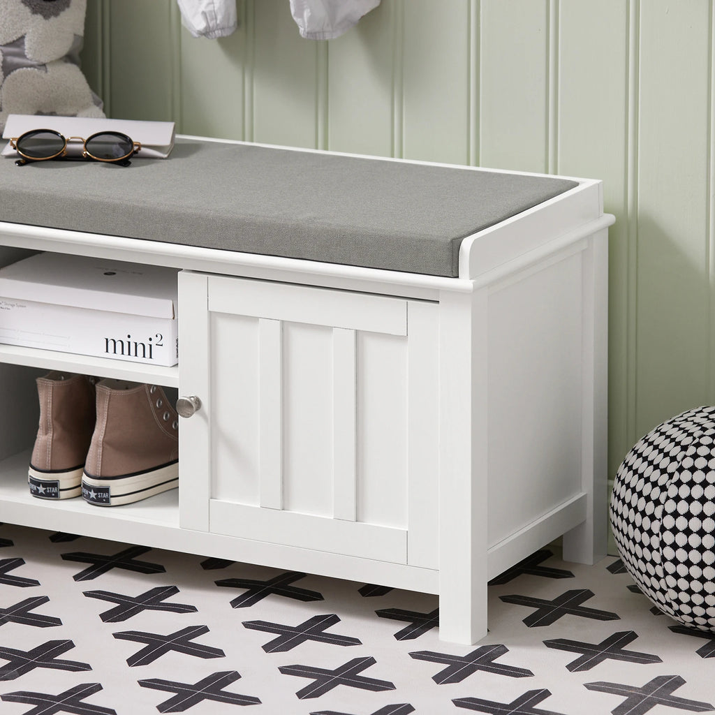 Banc à chaussures avec assise blanc Alcovea