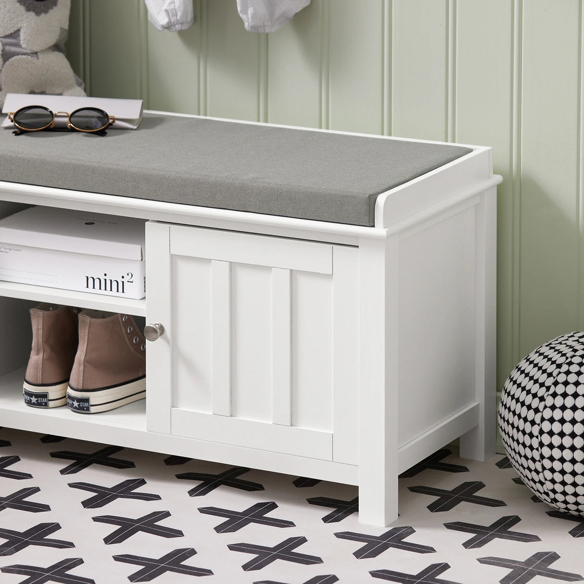 Banc à chaussures avec assise blanc Alcovea