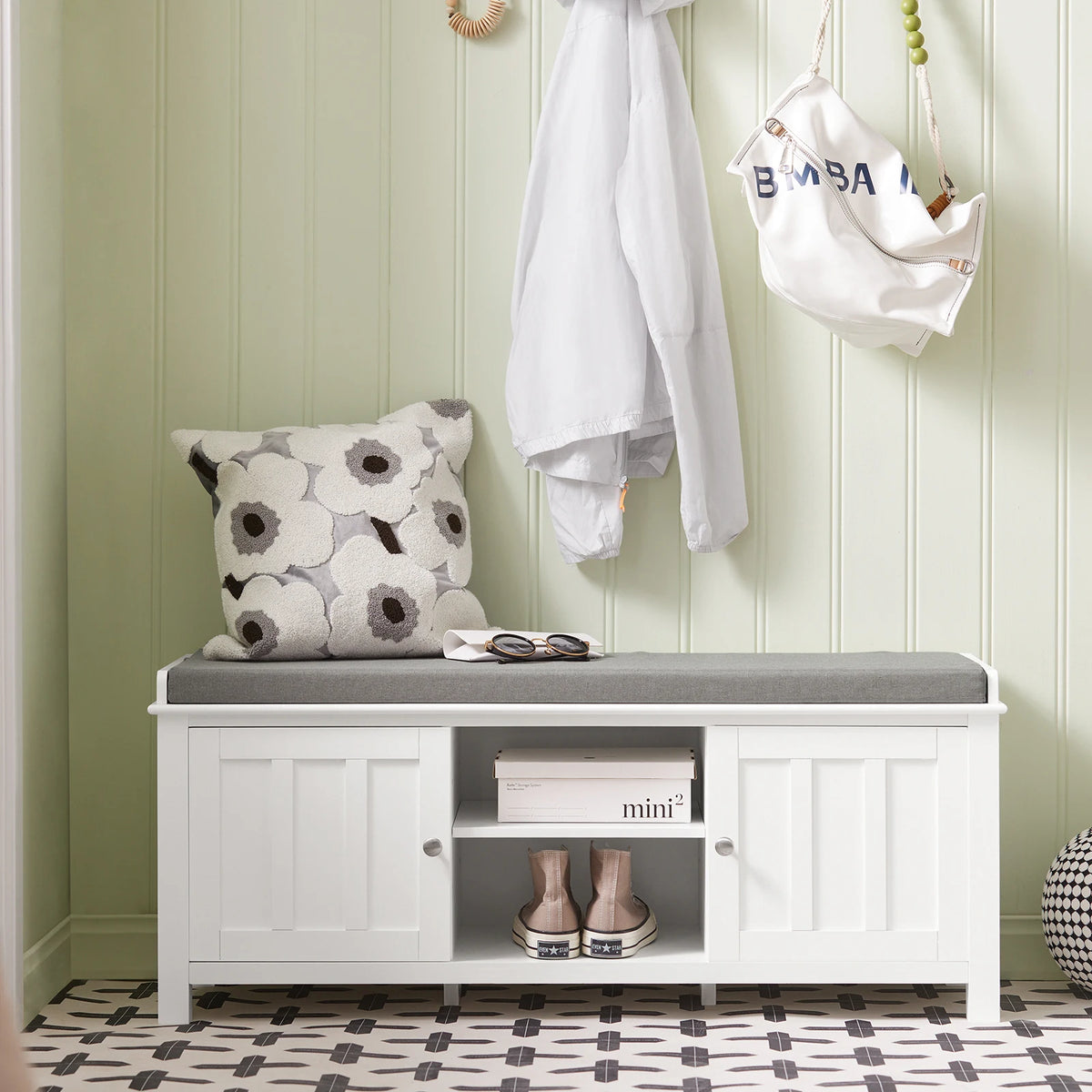 Banc à chaussures avec assise blanc Alcovea