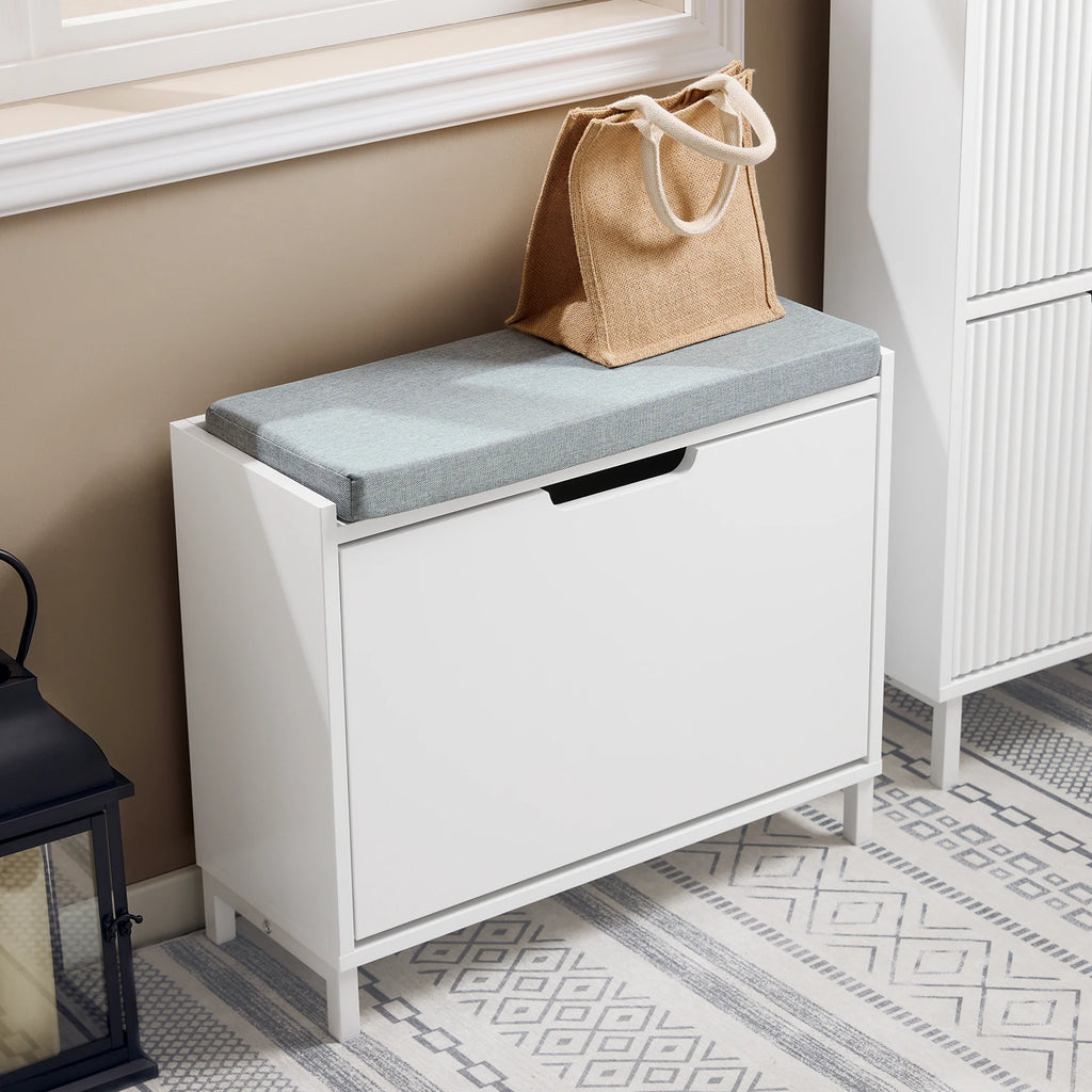 Banc à chaussures avec assise grise Alcovea