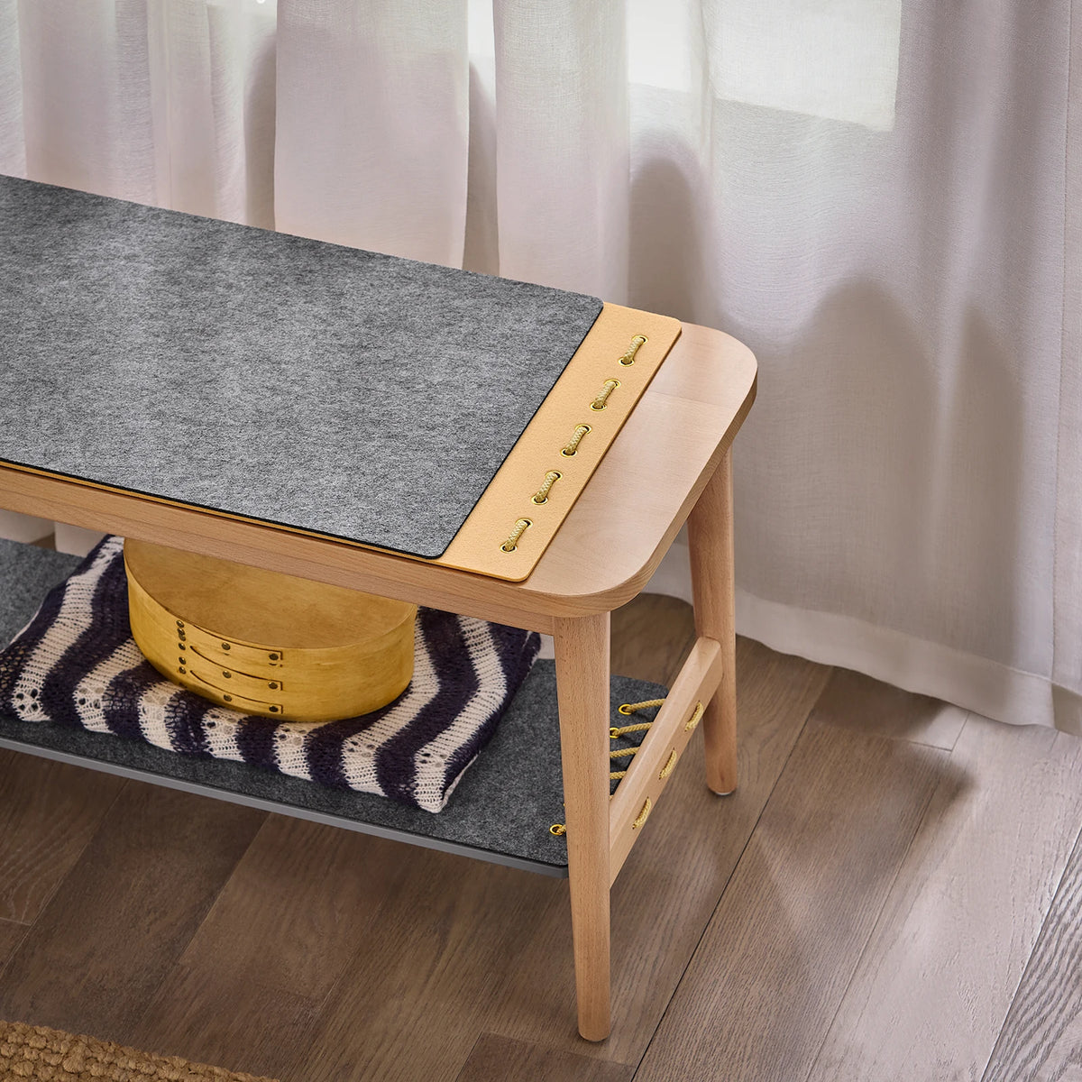 Banc à chaussures avec assise naturel Alcovea
