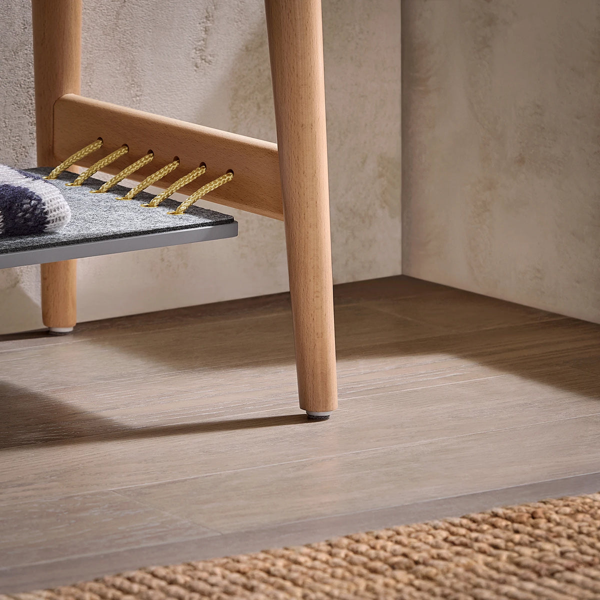 Banc à chaussures avec assise naturel Alcovea