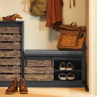 Banc à chaussures avec portes coulissantes et assise Alcovea