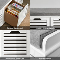 Banc à chaussures avec tiroirs, 3 paniers 105x43x35cm Alcovea