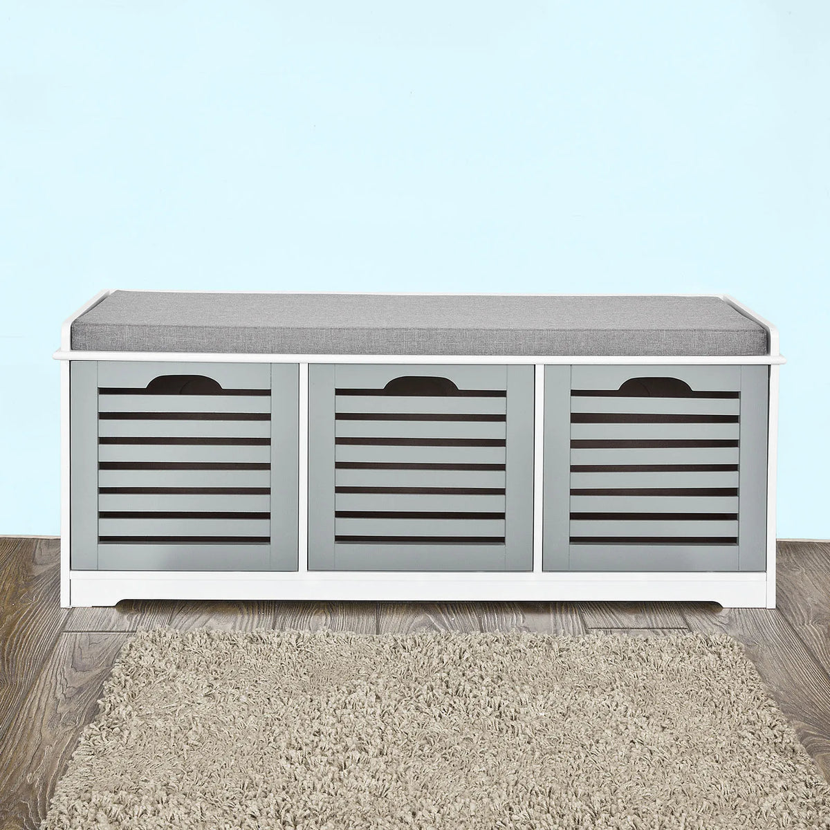 Banc à chaussures avec tiroirs, 3 paniers et assise Alcovea