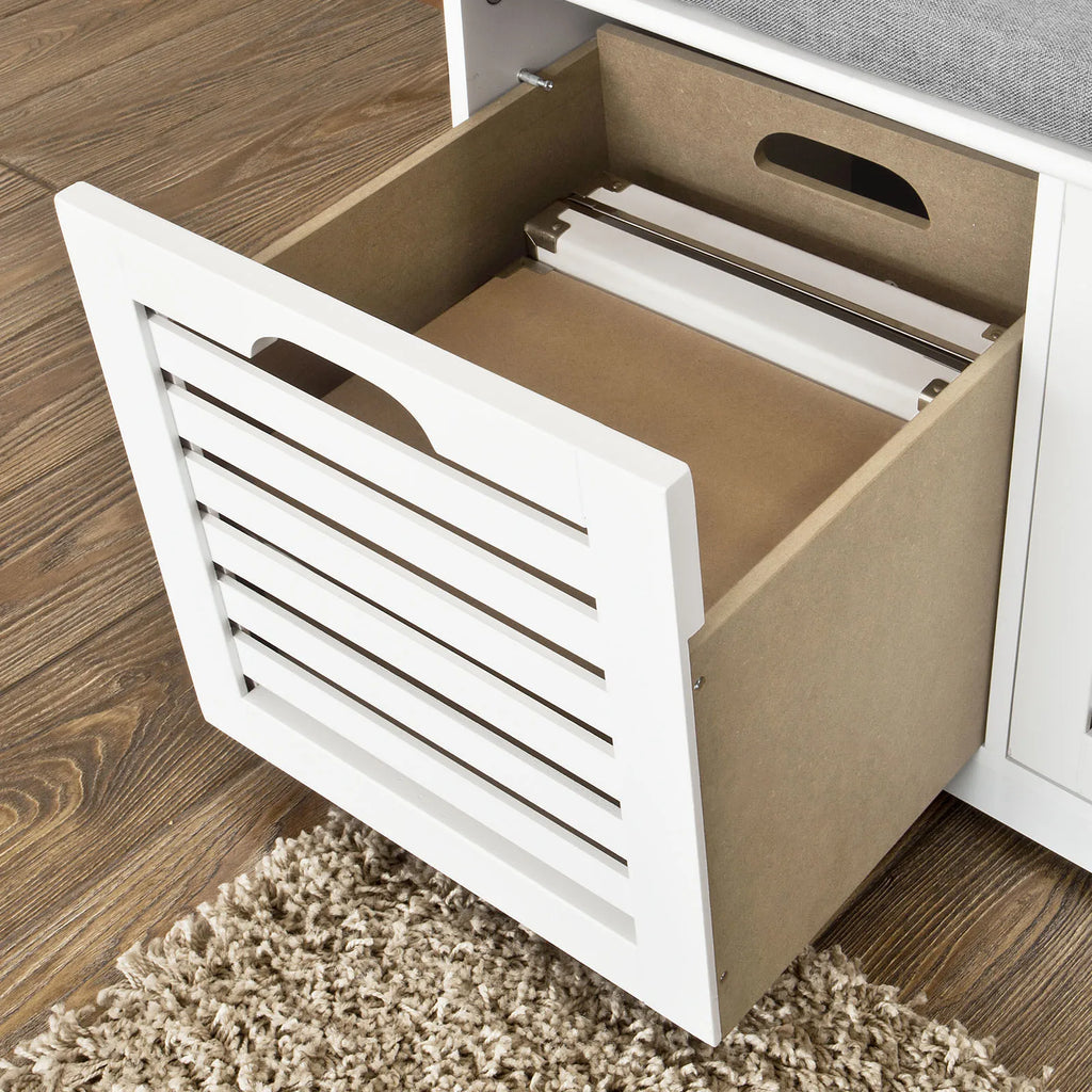 Banc à chaussures avec tiroirs, 3 paniers et assise Alcovea