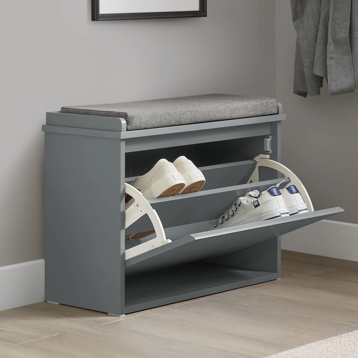Banc à chaussures avec tiroirs et assise Alcovea