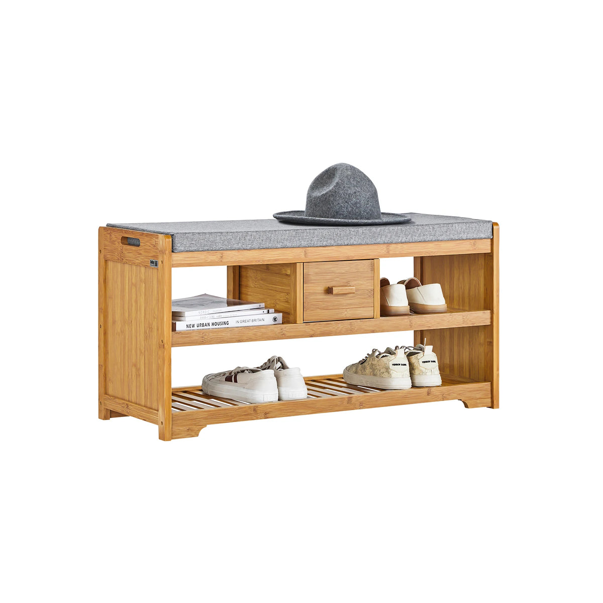 Banc à chaussures en bambou avec tiroirs Alcovea