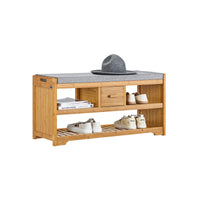 Banc à chaussures en bambou avec tiroirs Alcovea