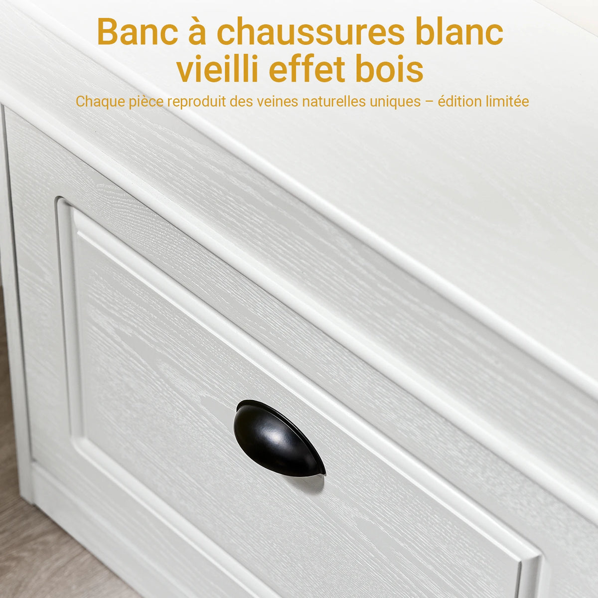 Banc à chaussures étroit vintage avec assise Alcovea