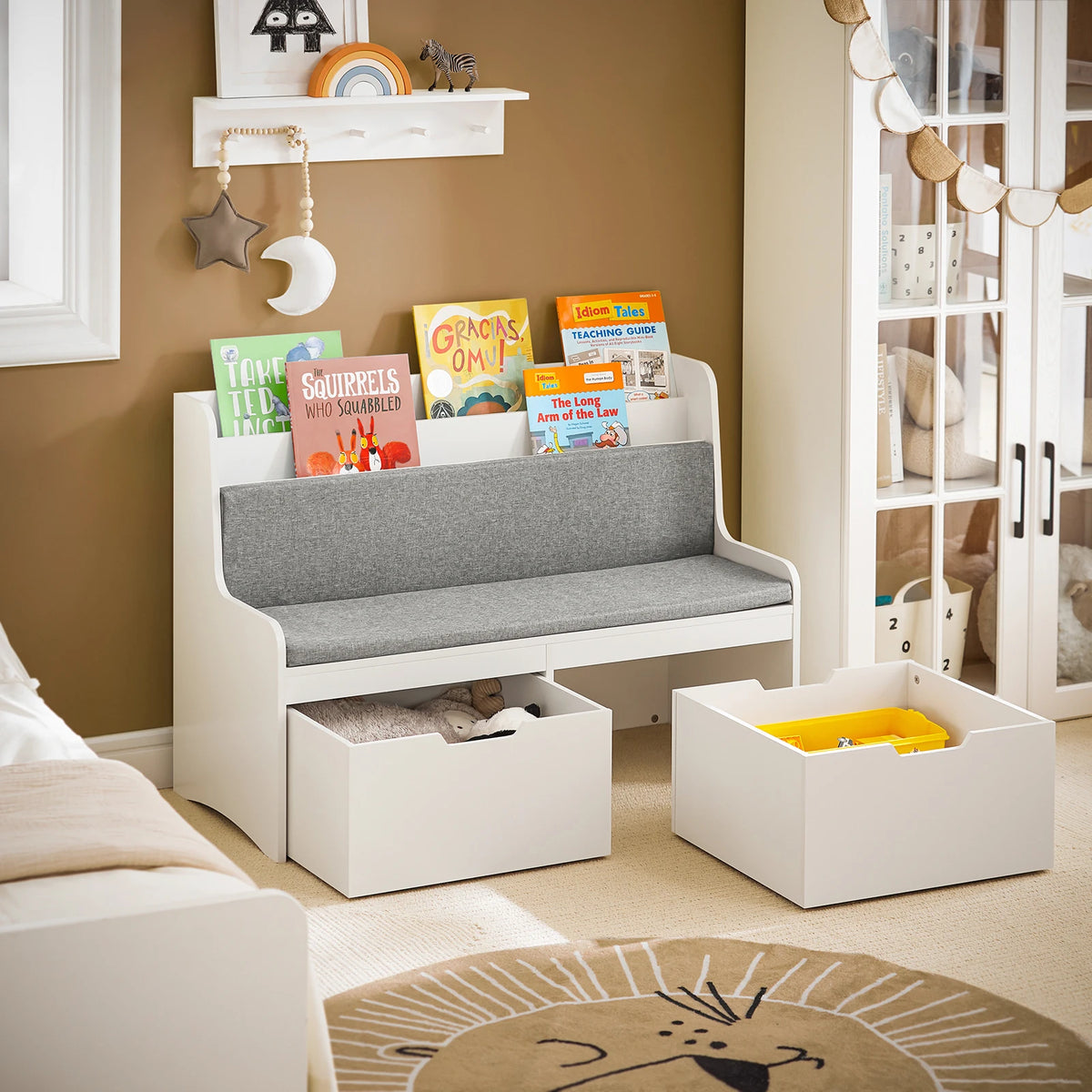 Banc à chaussures sur roulettes avec assise Alcovea