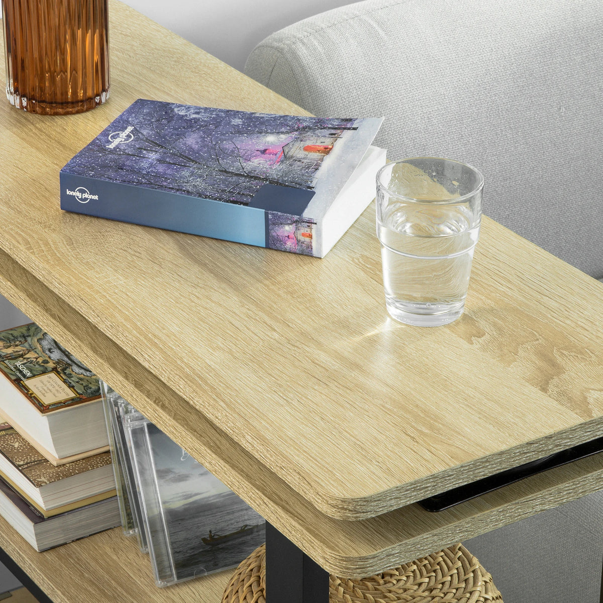 Bureau sur roulettes d'angle avec 2 étagères Alcovea