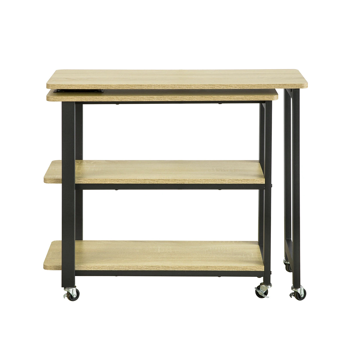 Bureau sur roulettes d'angle avec 2 étagères Alcovea