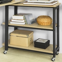 Bureau sur roulettes d'angle avec 2 étagères Alcovea