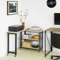Bureau sur roulettes d'angle avec 2 étagères Alcovea
