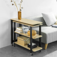 Bureau sur roulettes d'angle avec 2 étagères Alcovea