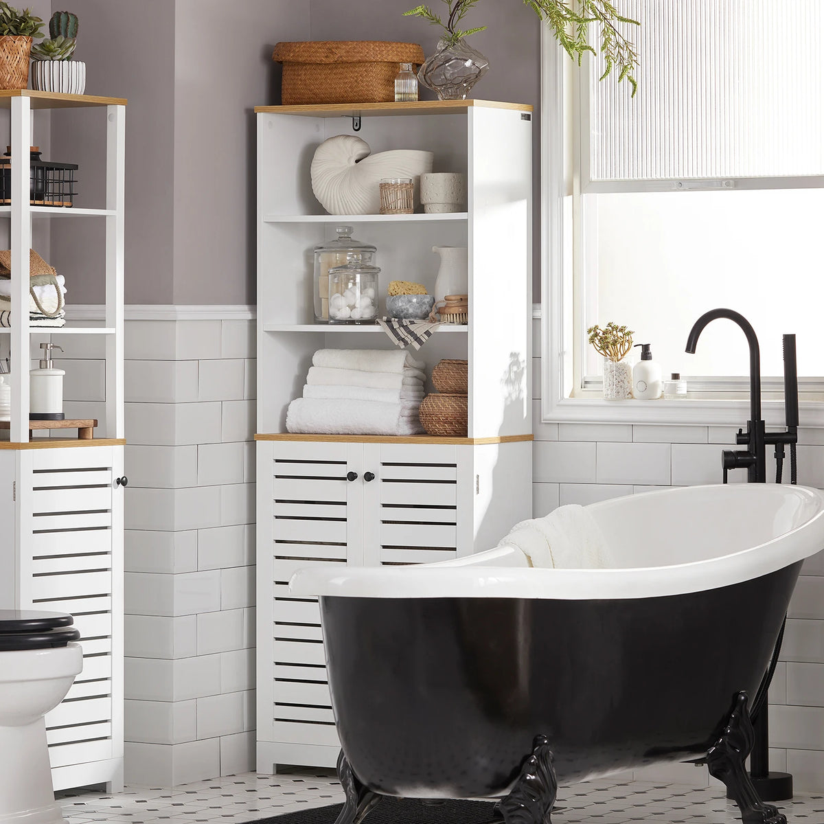 Colonne de salle de bain avec porte 60x160x30cm Alcovea