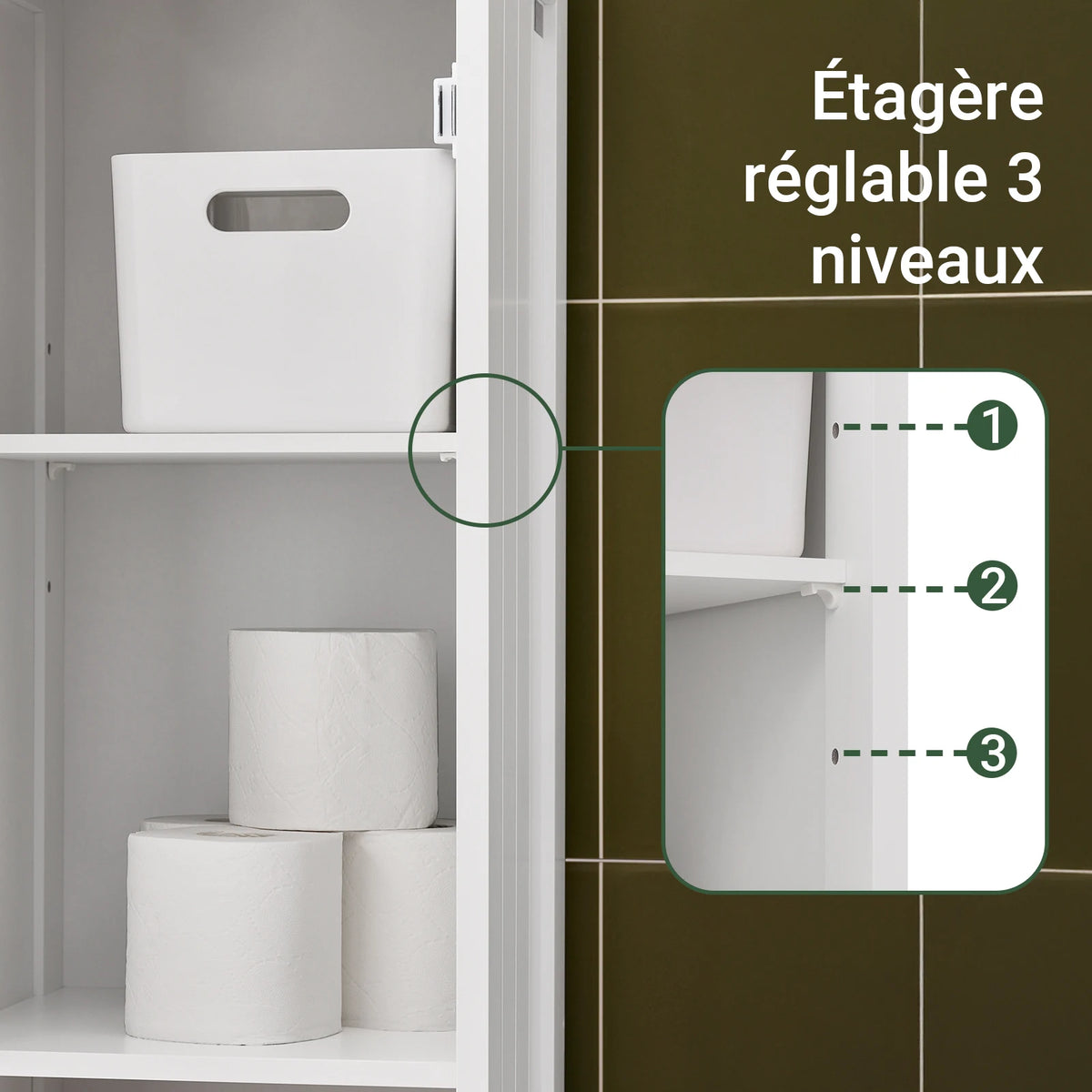 Colonne de salle de bain étroite avec tiroirs Alcovea