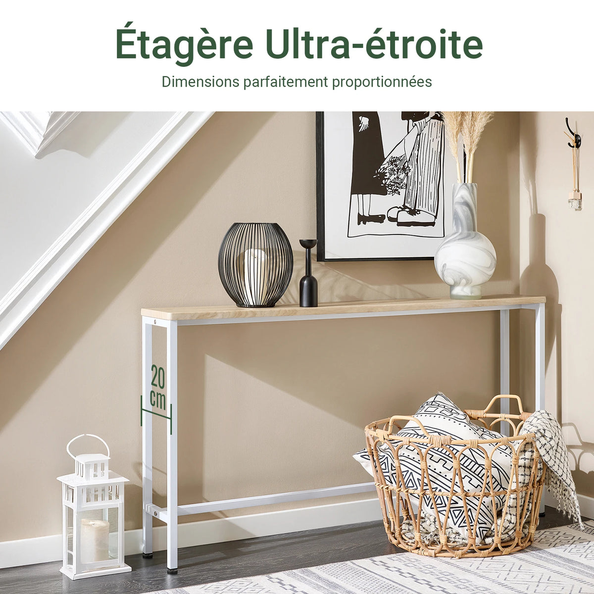 Console d'entrée étroite en métal 120x65x20cm Alcovea