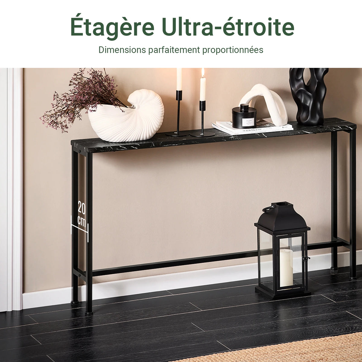 Console d'entrée étroite en métal Alcovea