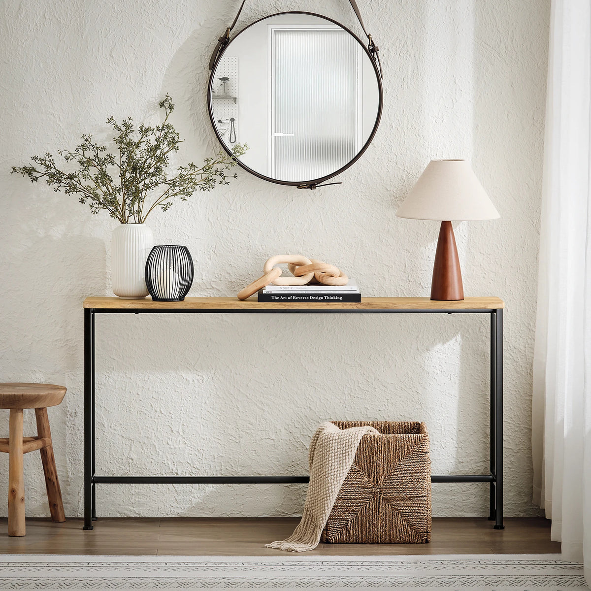 Console d'entrée étroite en métal vintage 120x65x20cm Alcovea