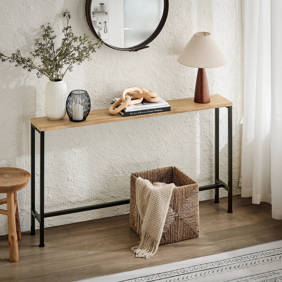 Console d'entrée étroite en métal vintage 120x65x20cm Alcovea