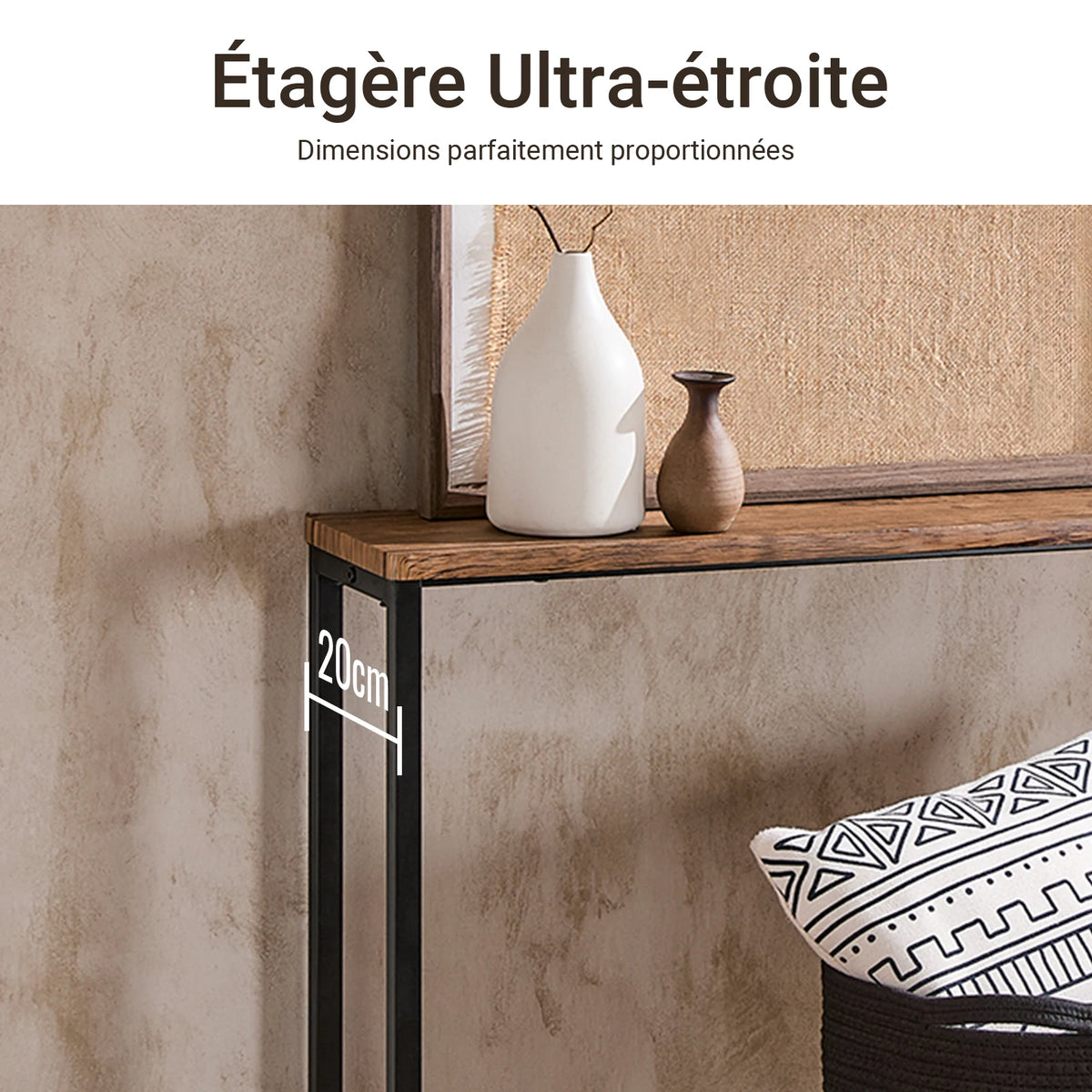 Console d'entrée étroite en métal vintage Alcovea