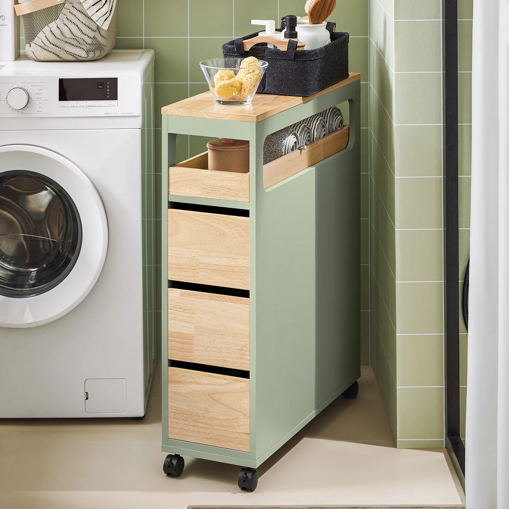 Étagère de salle de bain sur roulettes Alcovea