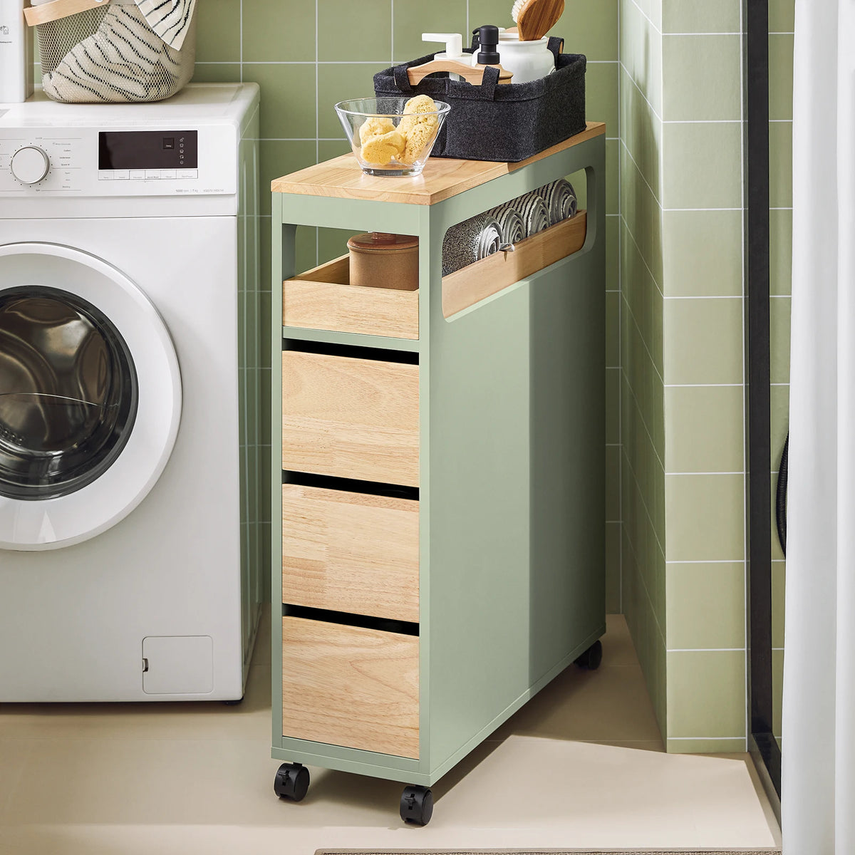 Étagère de salle de bain sur roulettes Alcovea