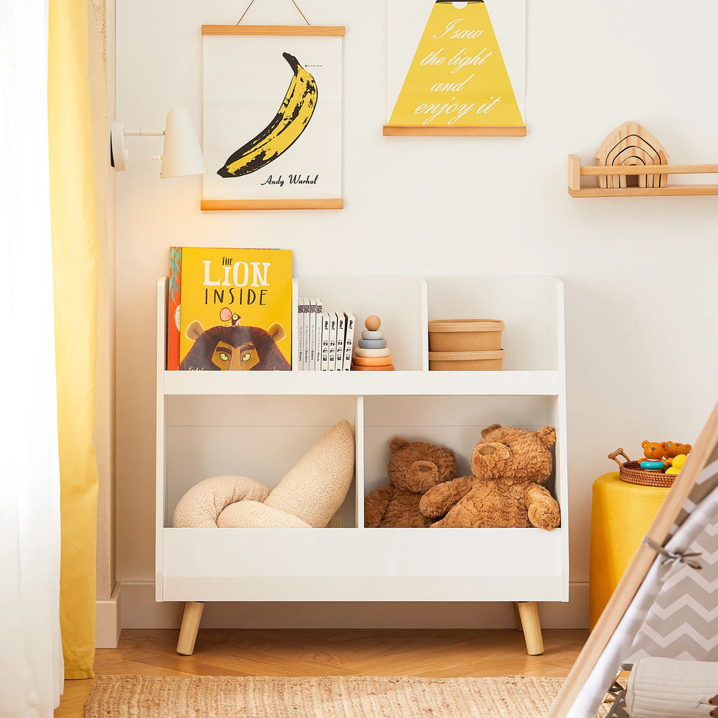 Étagère enfant en bois massif avec étagères 86x77x36cm Alcovea
