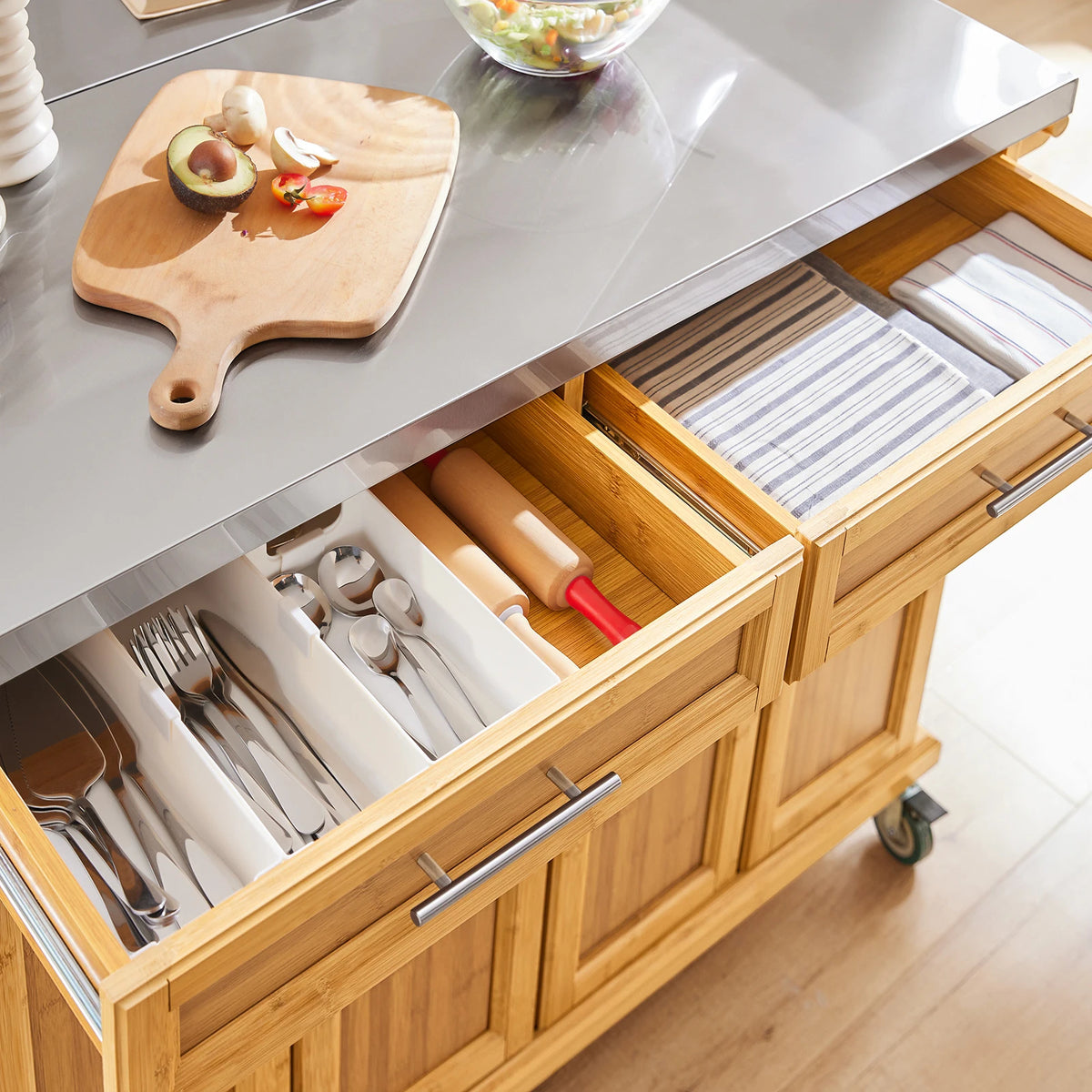 Îlot de cuisine extensible 115x92x46-71cm Alcovea