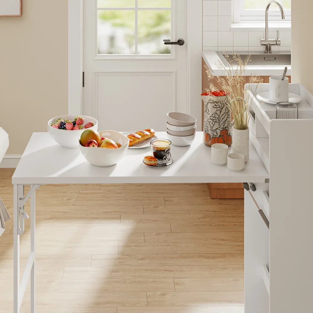 Îlot de cuisine pliant avec rangement Alcovea