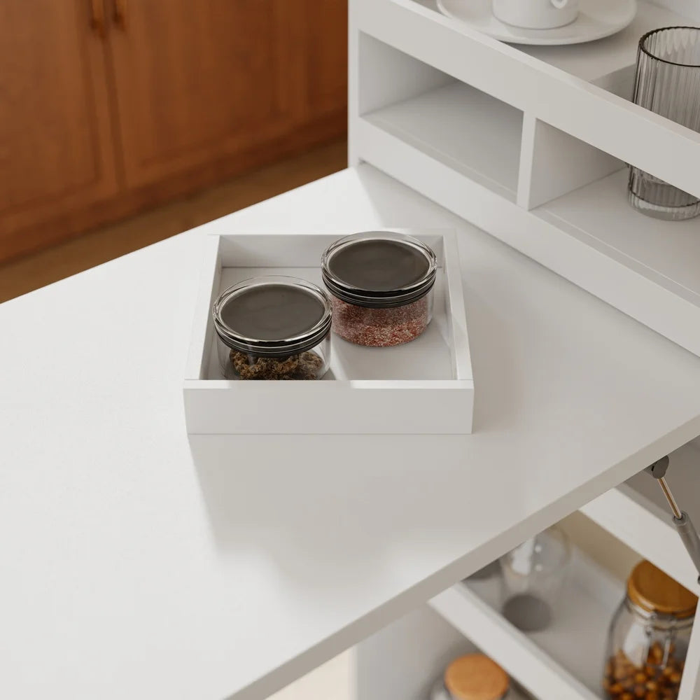 Îlot de cuisine pliant avec rangement Alcovea