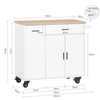 Îlot de cuisine sur roulettes 105x92x46cm Alcovea