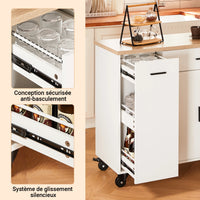 Îlot de cuisine sur roulettes 105x92x46cm Alcovea