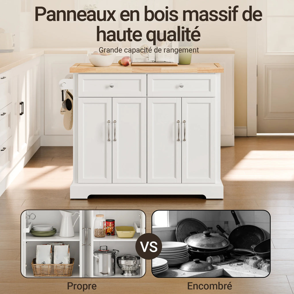 Îlot de cuisine sur roulettes extensible Alcovea