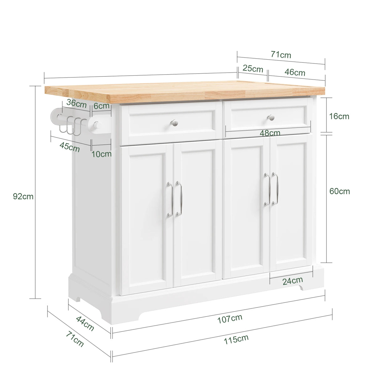Îlot de cuisine sur roulettes extensible Alcovea