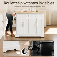 Îlot de cuisine sur roulettes extensible Alcovea